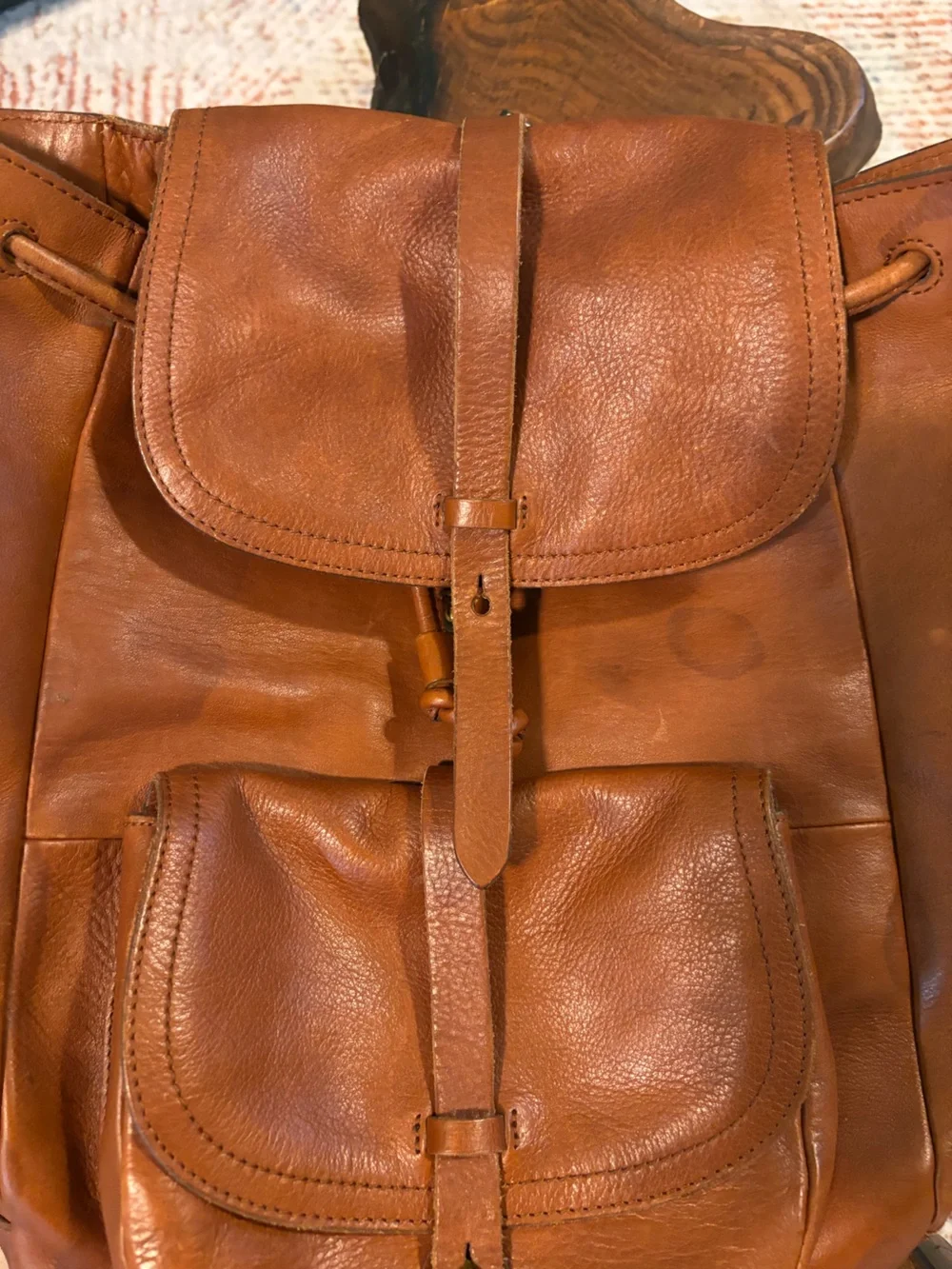 Madewell Leather Drawstring Backpack - Tan Leather Shoulder Bag